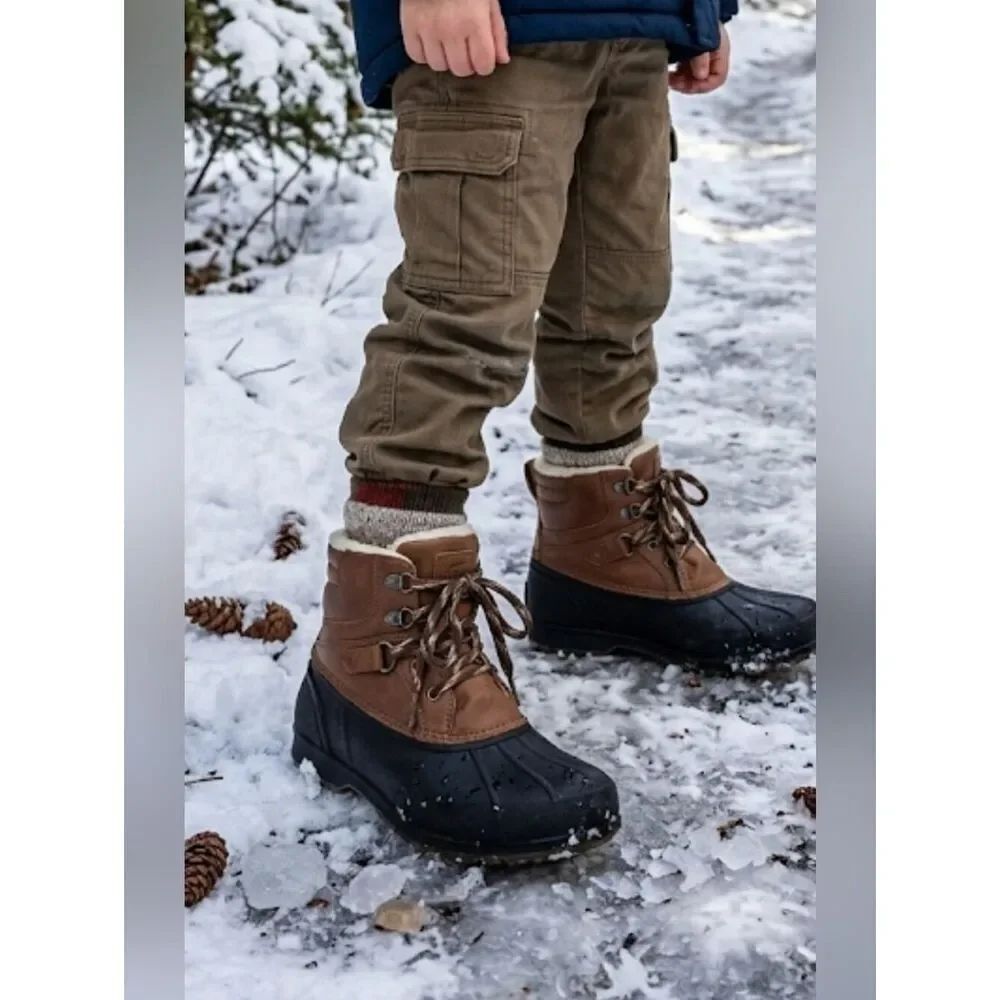 Cat & Jack Duck Boots Sz 4 Brown Black